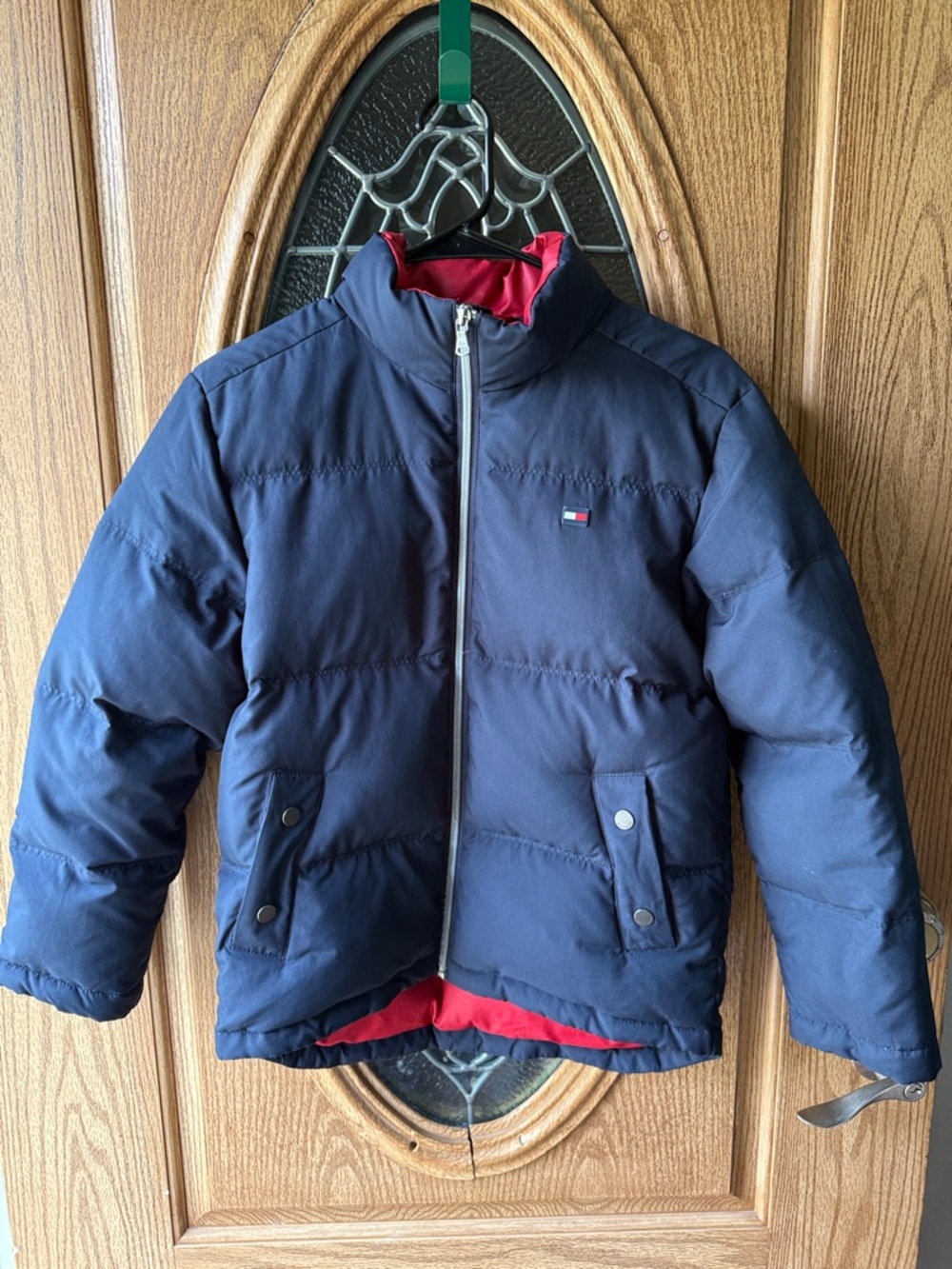 Tommy Hilfiger Navy Puffer Jacket with Red Interior